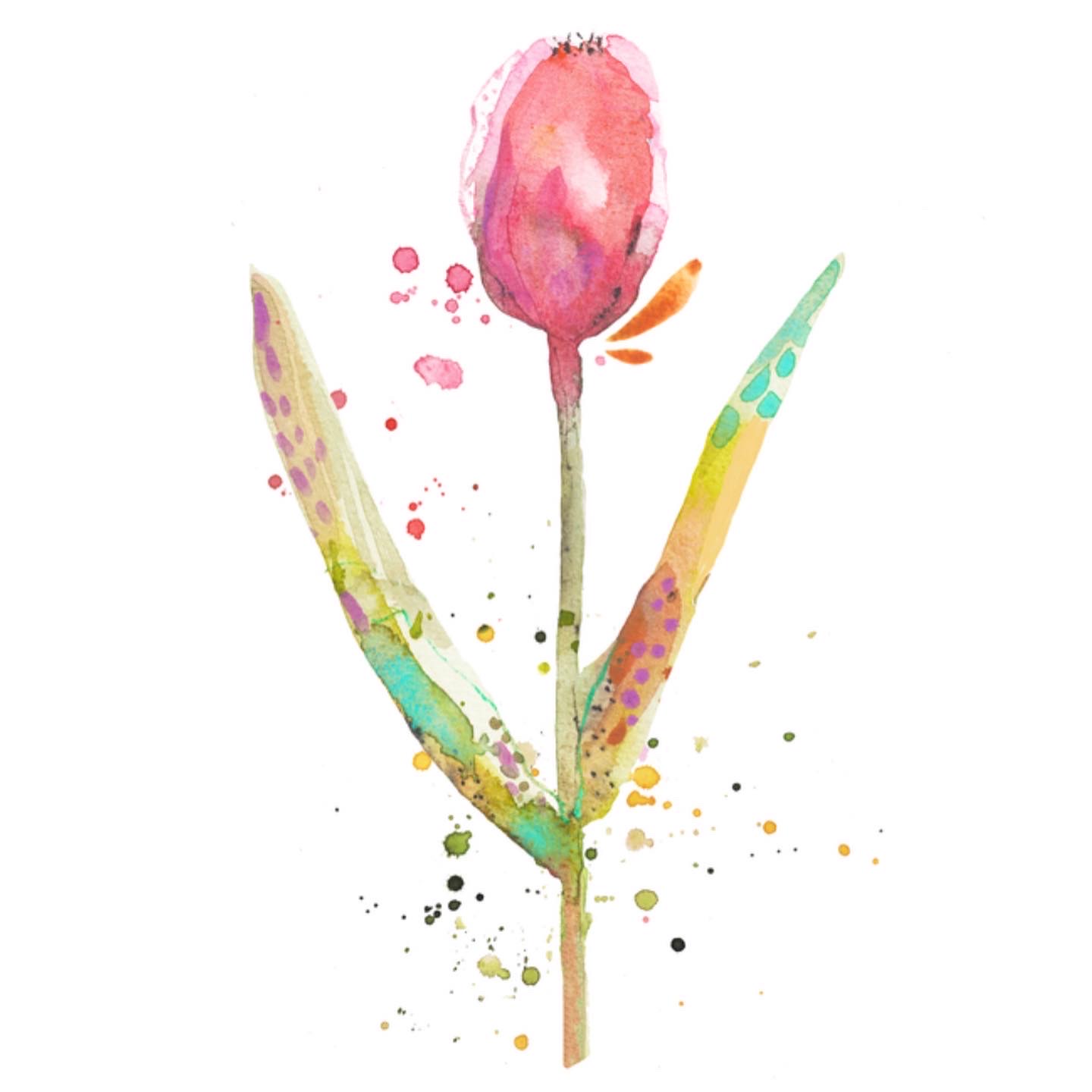 Loose watercolor tulip fine art print