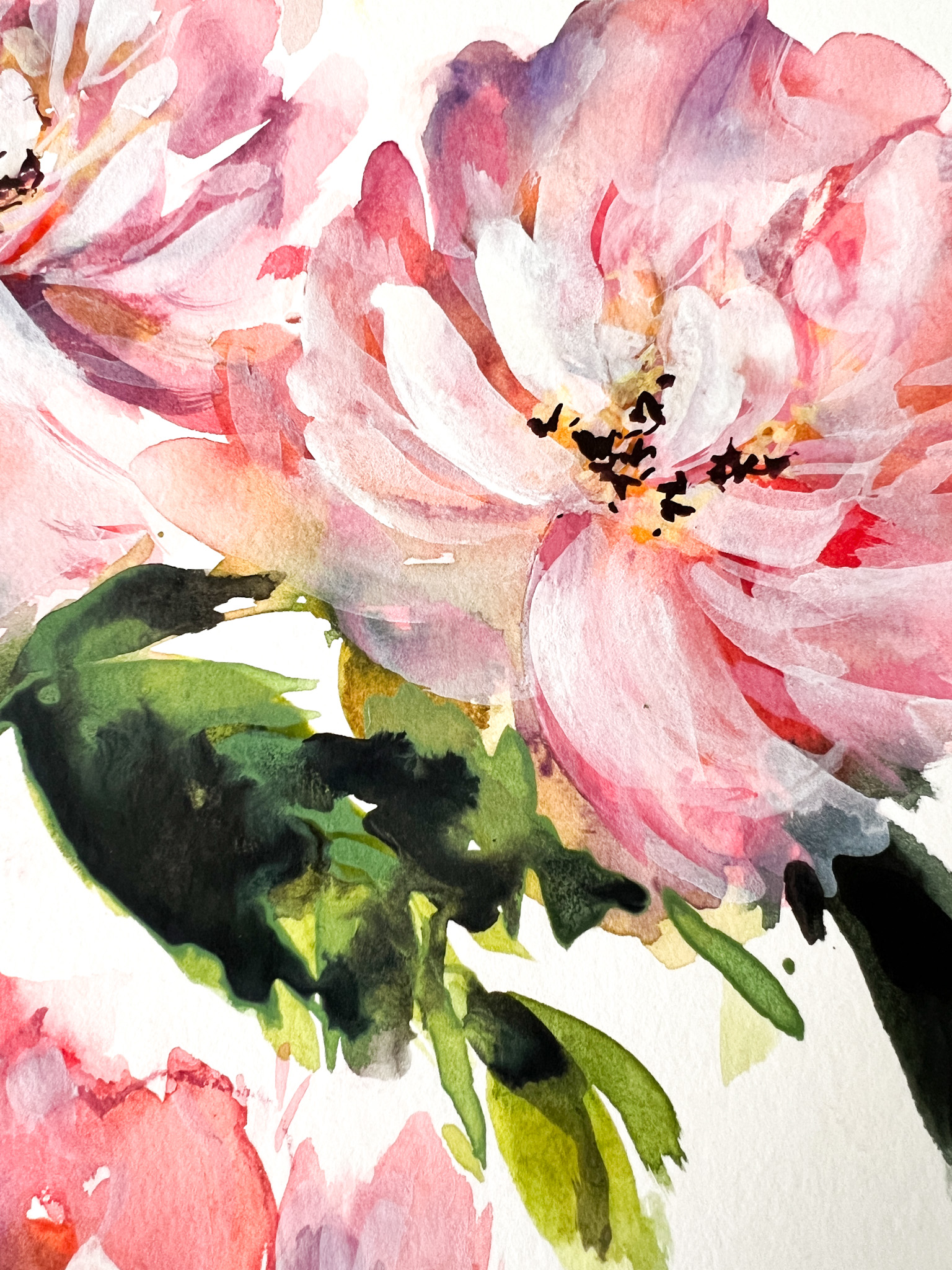 Peonies and Rose Watercolor Florals bouquet set (Set of 2) :Modern art set of 2 prints