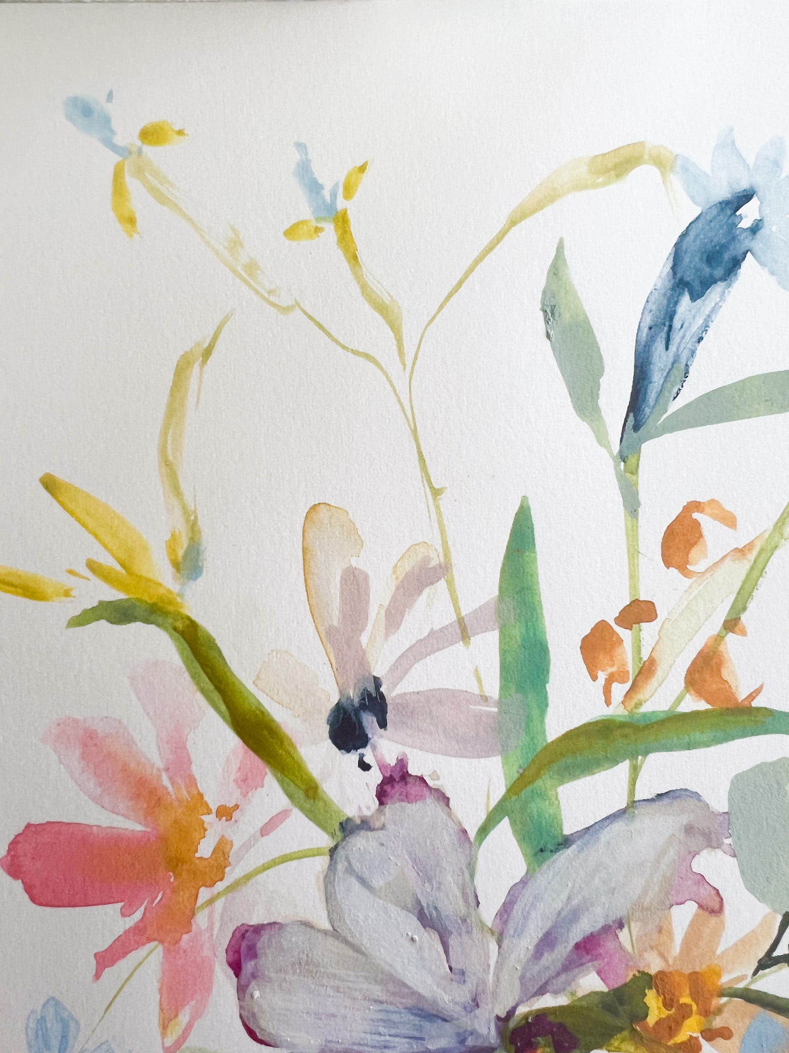 Loose watercolor floral arrangement fine art print