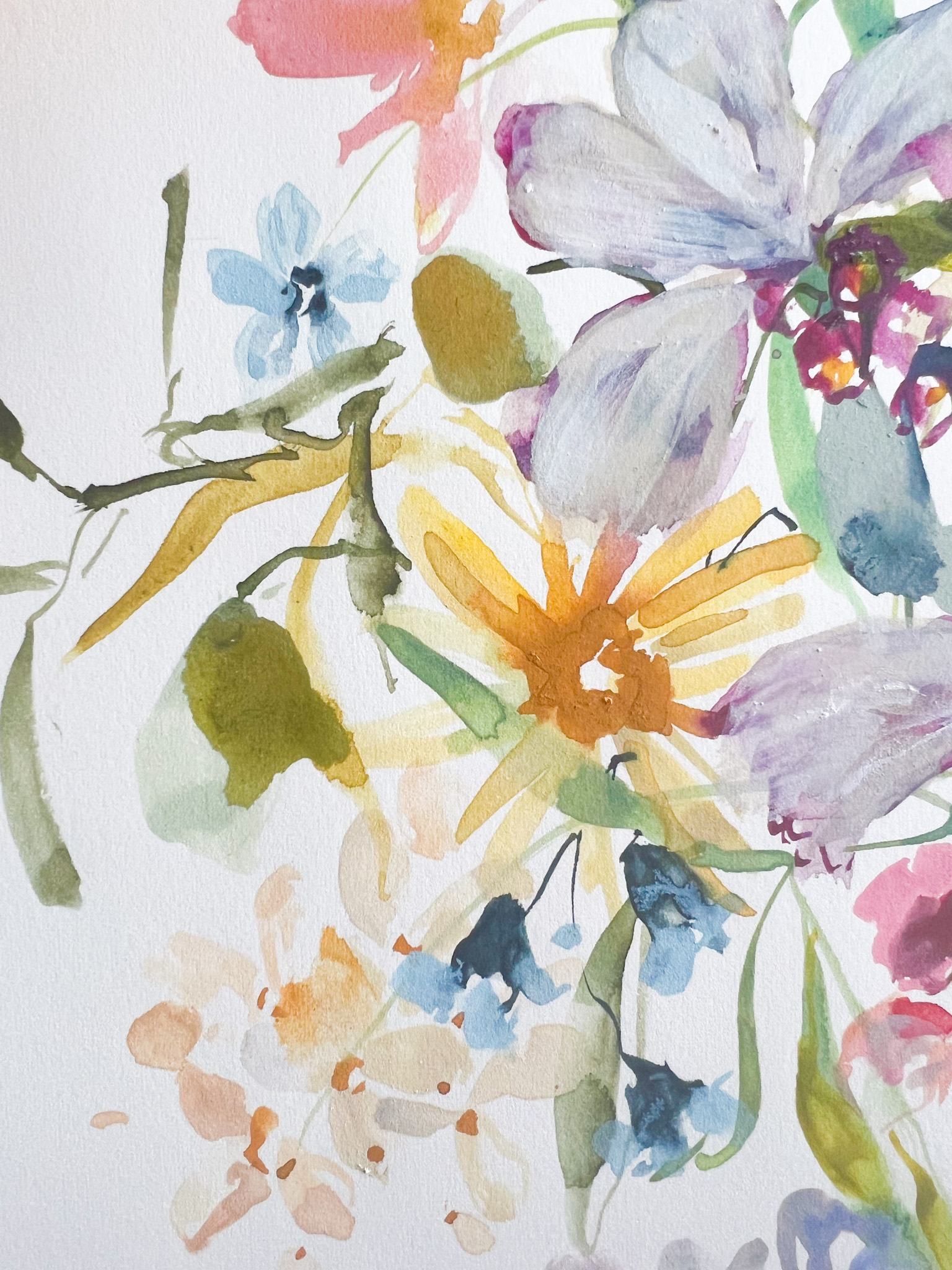 Loose watercolor floral arrangement fine art print