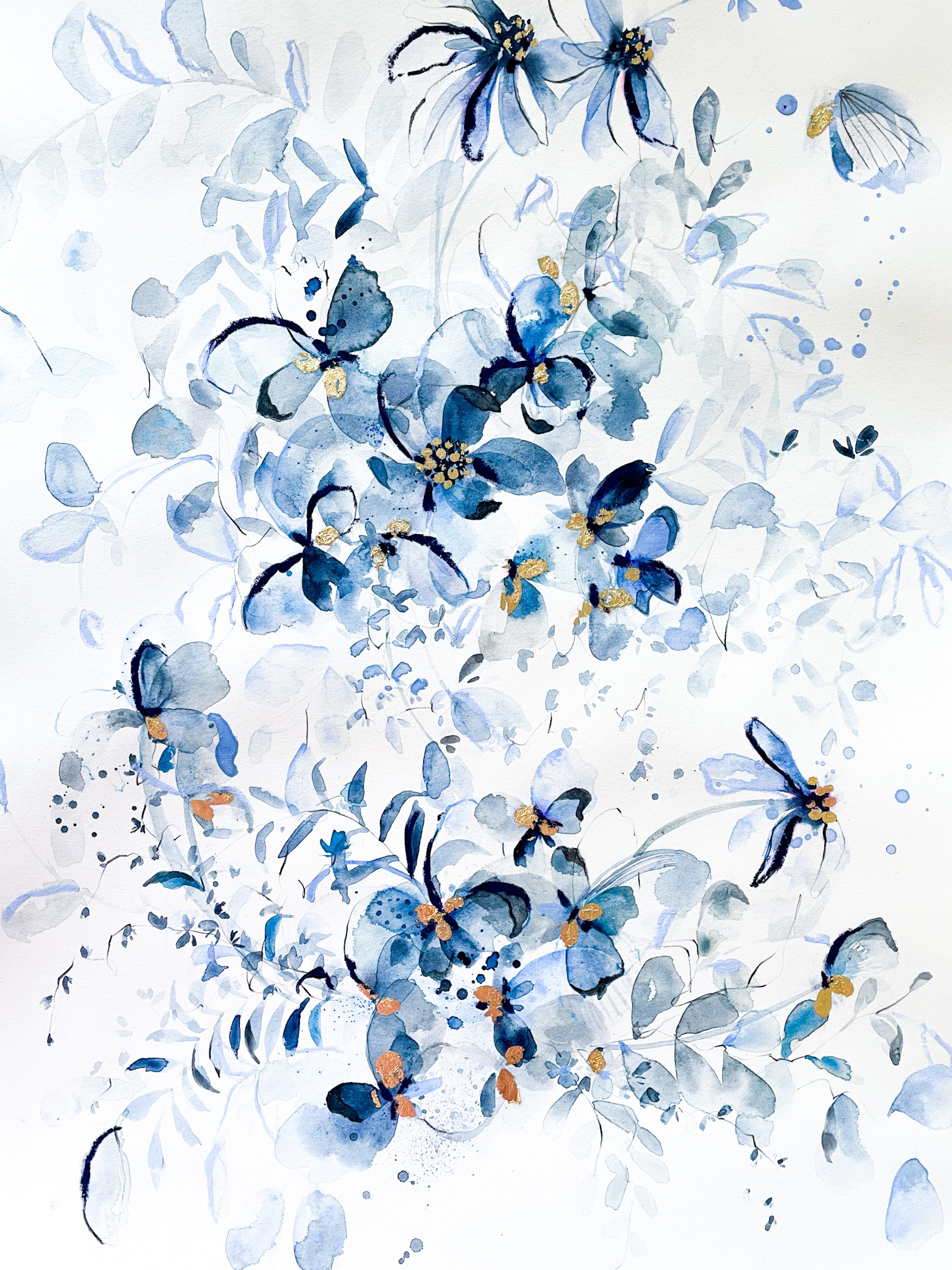 Indigo Blue watercolor floral fine art print