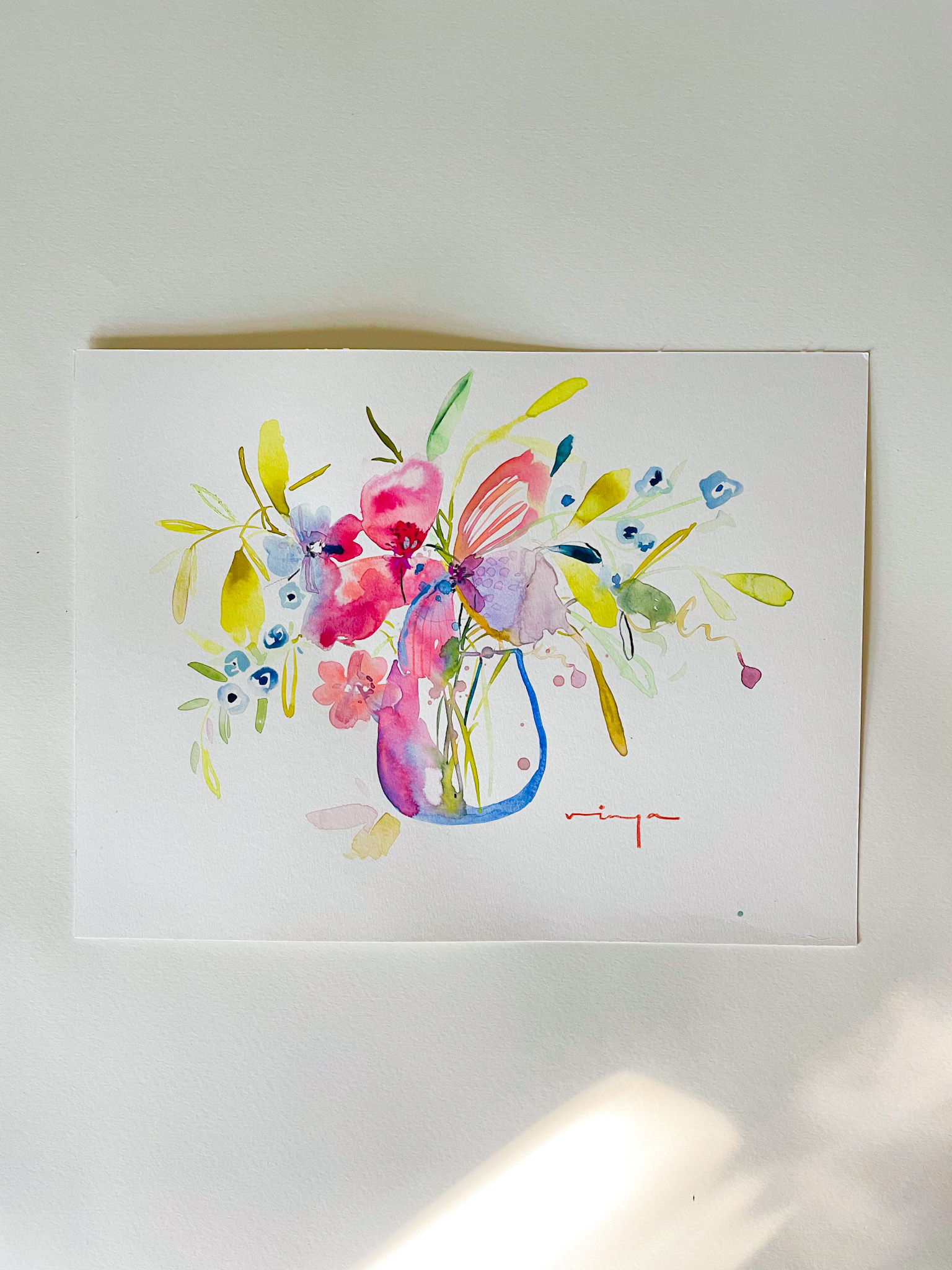 Whimsical modern colorful watercolor still life :set of 2 prints