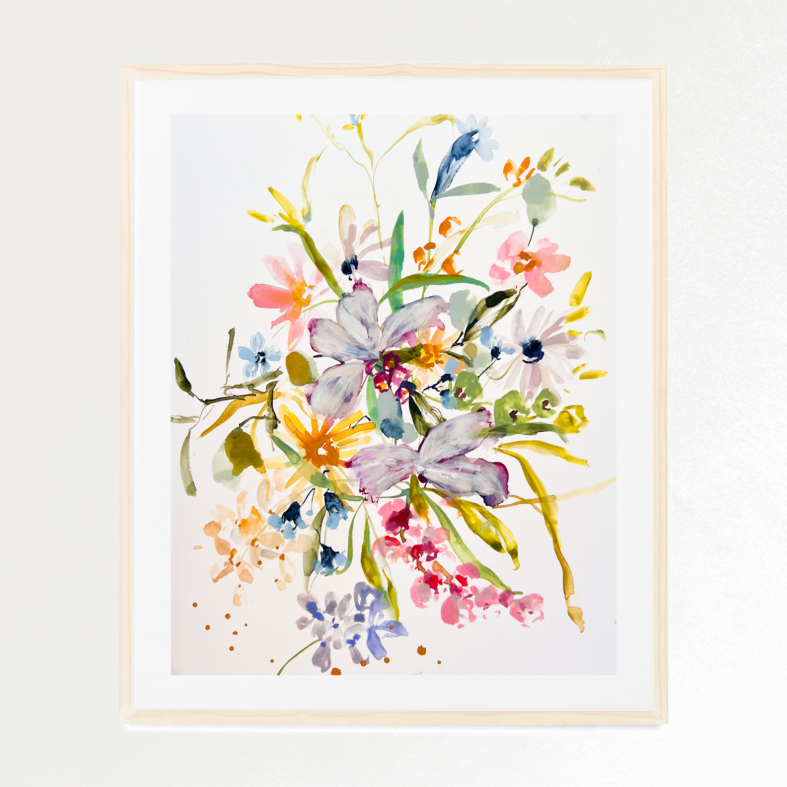 Loose watercolor floral arrangement fine art print