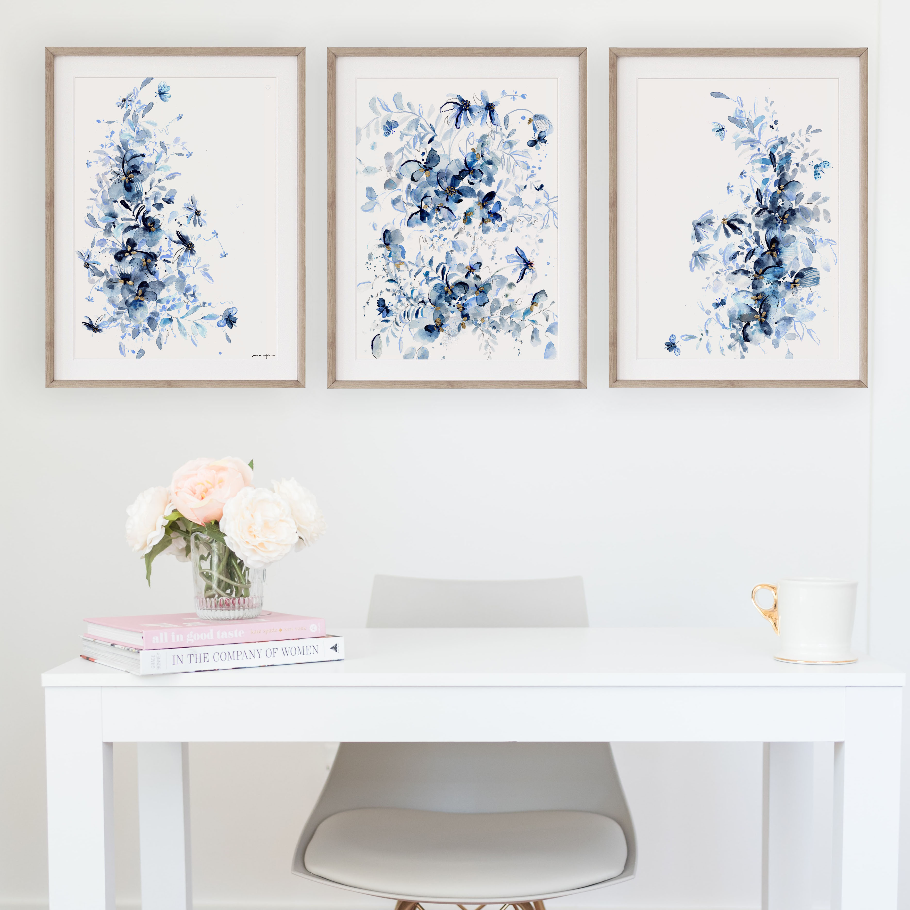 Indigo Blue watercolor floral fine art print