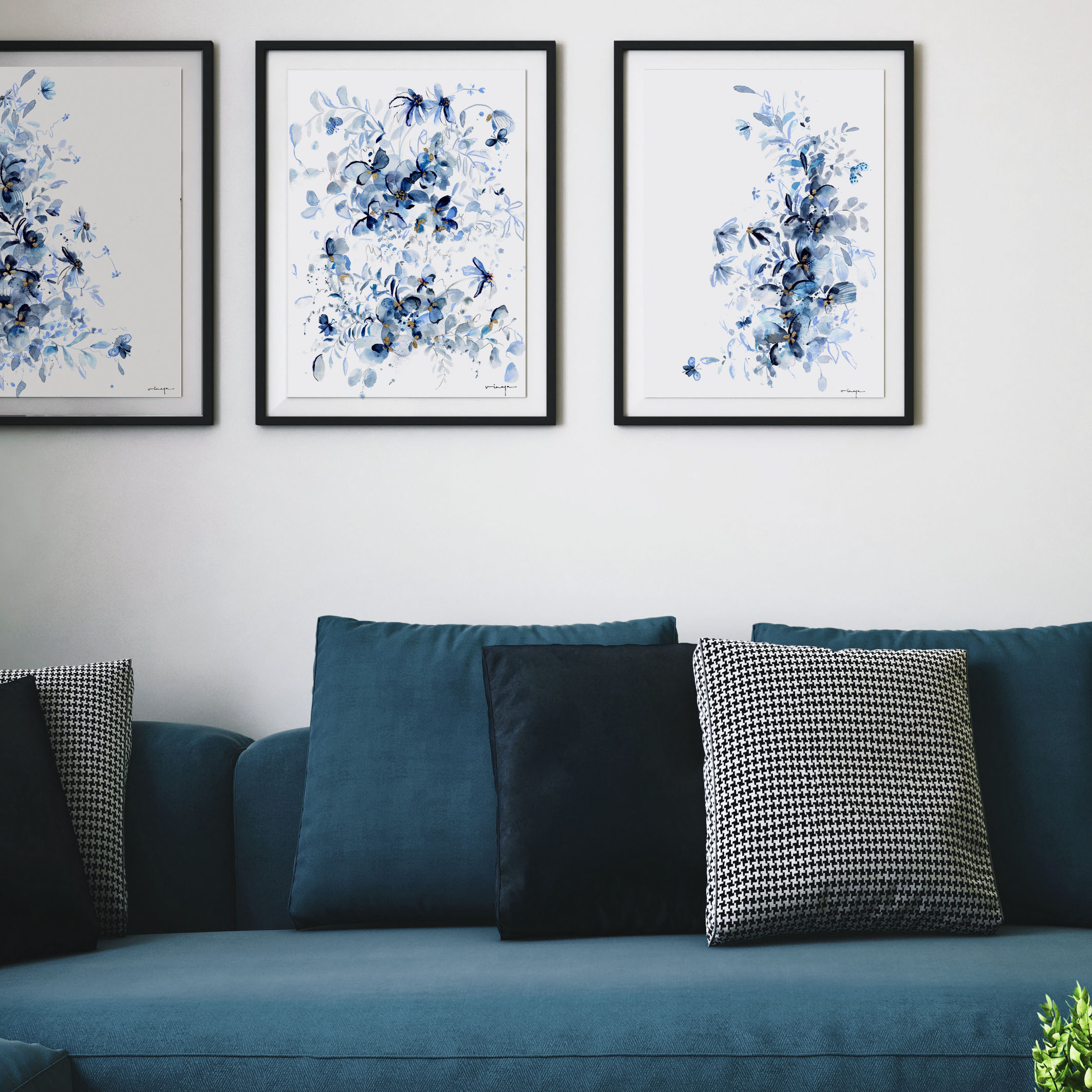 Indigo Blue watercolor floral fine art print