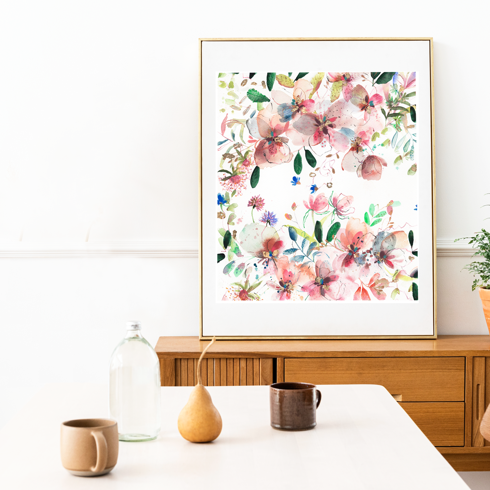 Peach Paradise | Loose watercolor floral arrangement fine art print