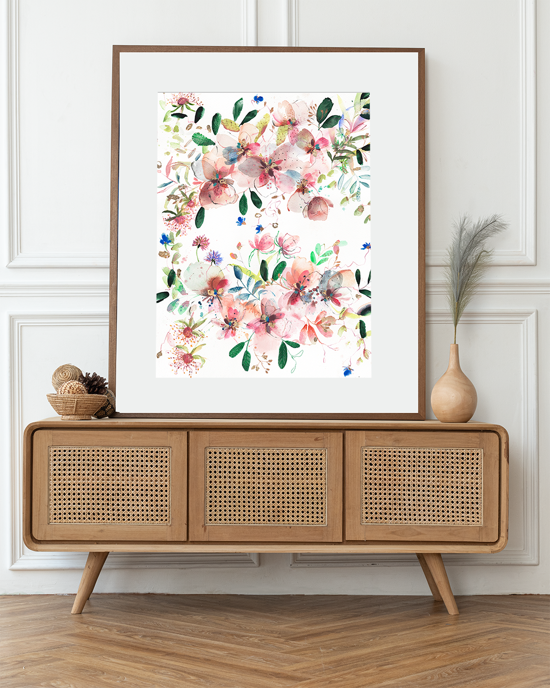 Peach Paradise | Loose watercolor floral arrangement fine art print