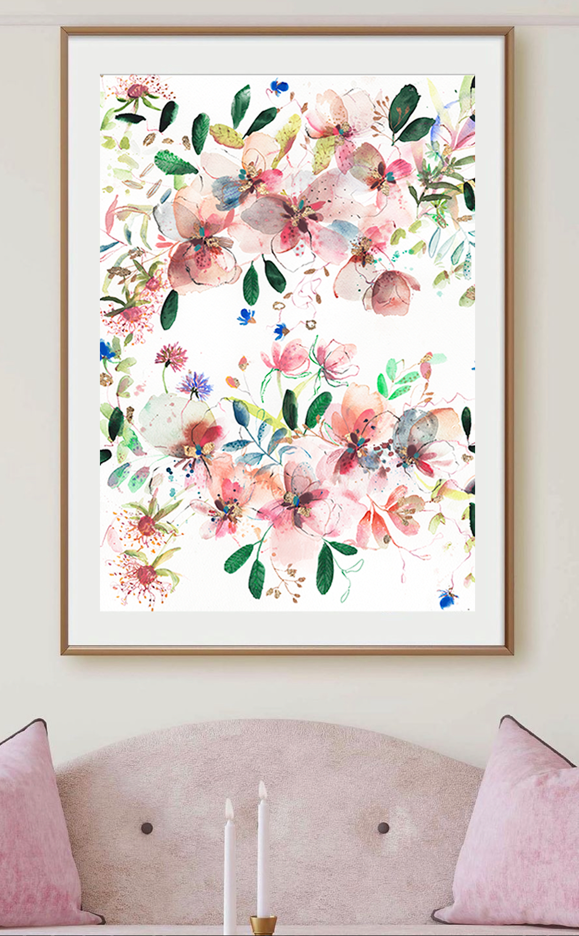 Peach Paradise | Loose watercolor floral arrangement fine art print