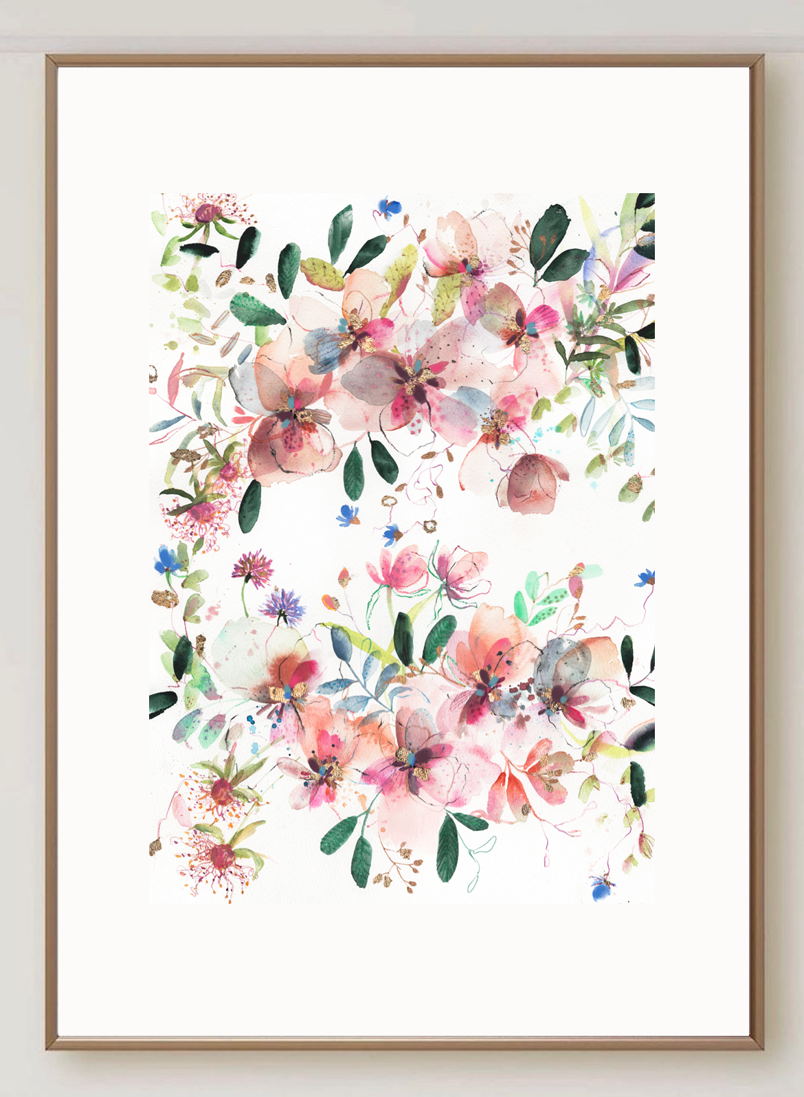 Peach Paradise | Loose watercolor floral arrangement fine art print