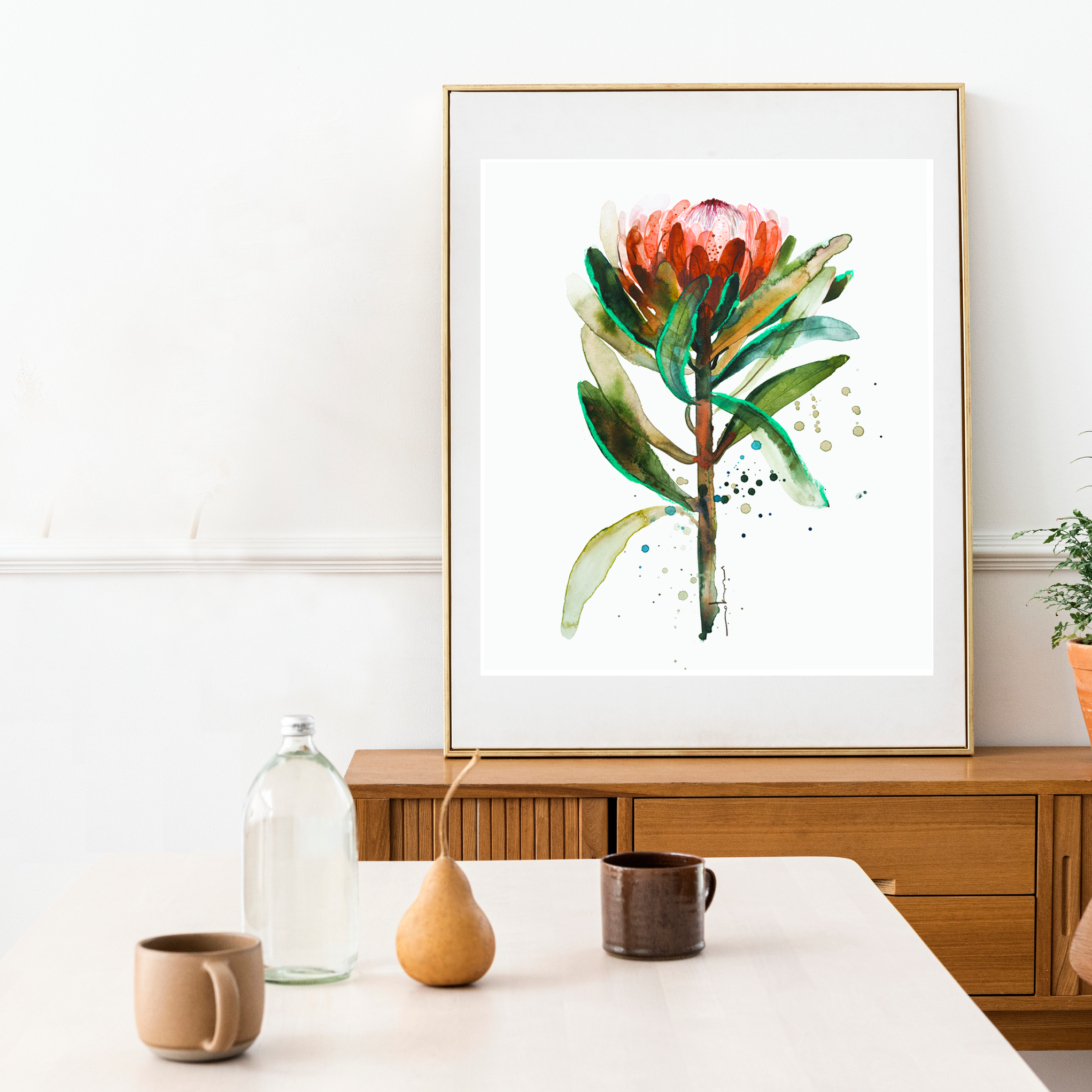 Protea watercolour fine art print