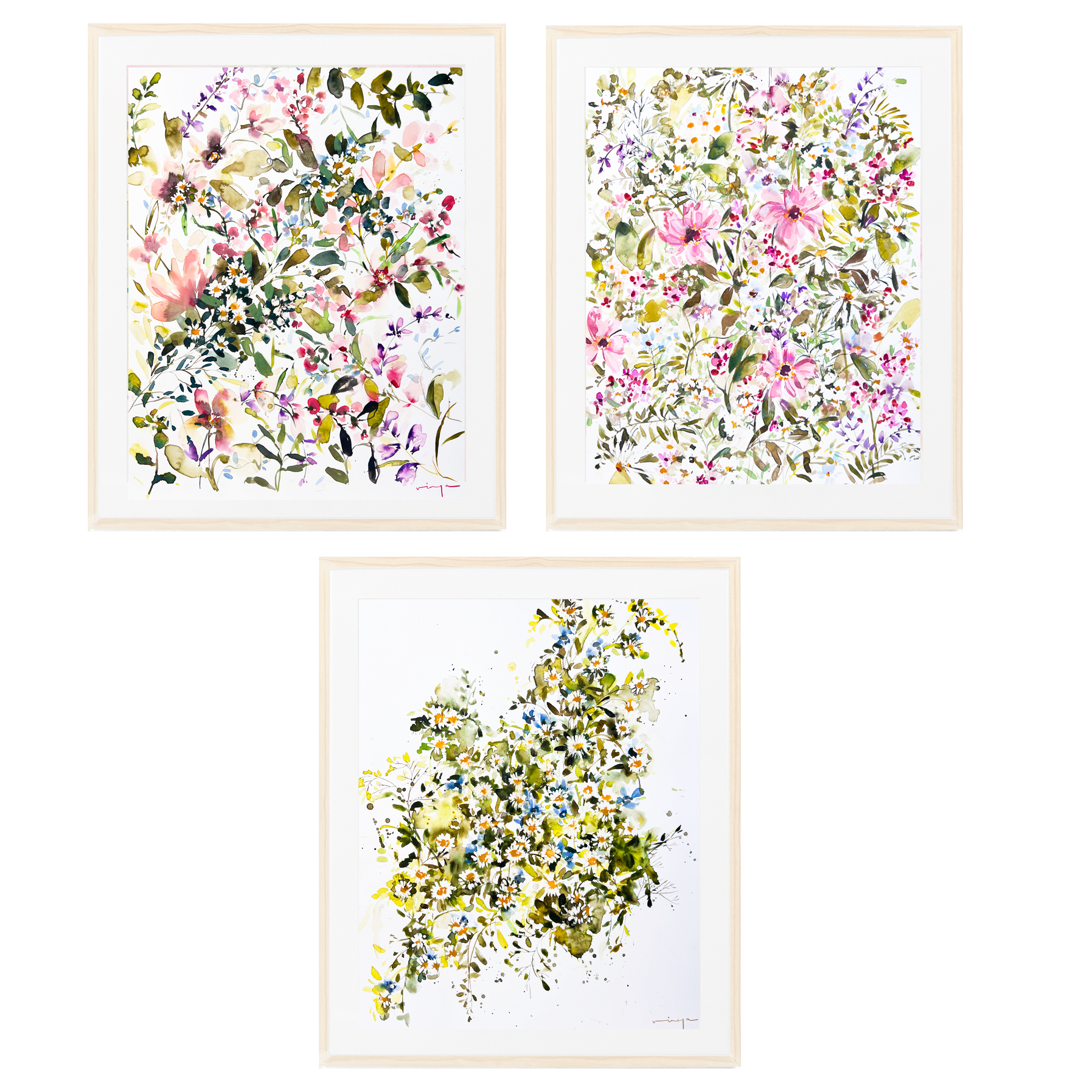 Meadow | Loose colorful floral fine art print (Set of 3) :